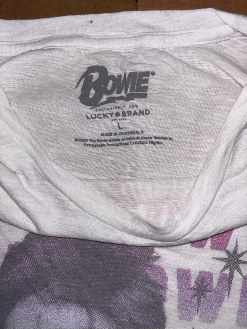 Lucky Brand White David Bowie Graphic Tee with Multicolor Print - Picture 2 of 2